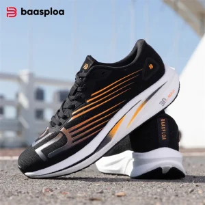 Baasploa Men Sport Shoes Mesh Breathable Lightweight Professional Training Running Shoes Male Carbon Plate Cushioning Elasticity
